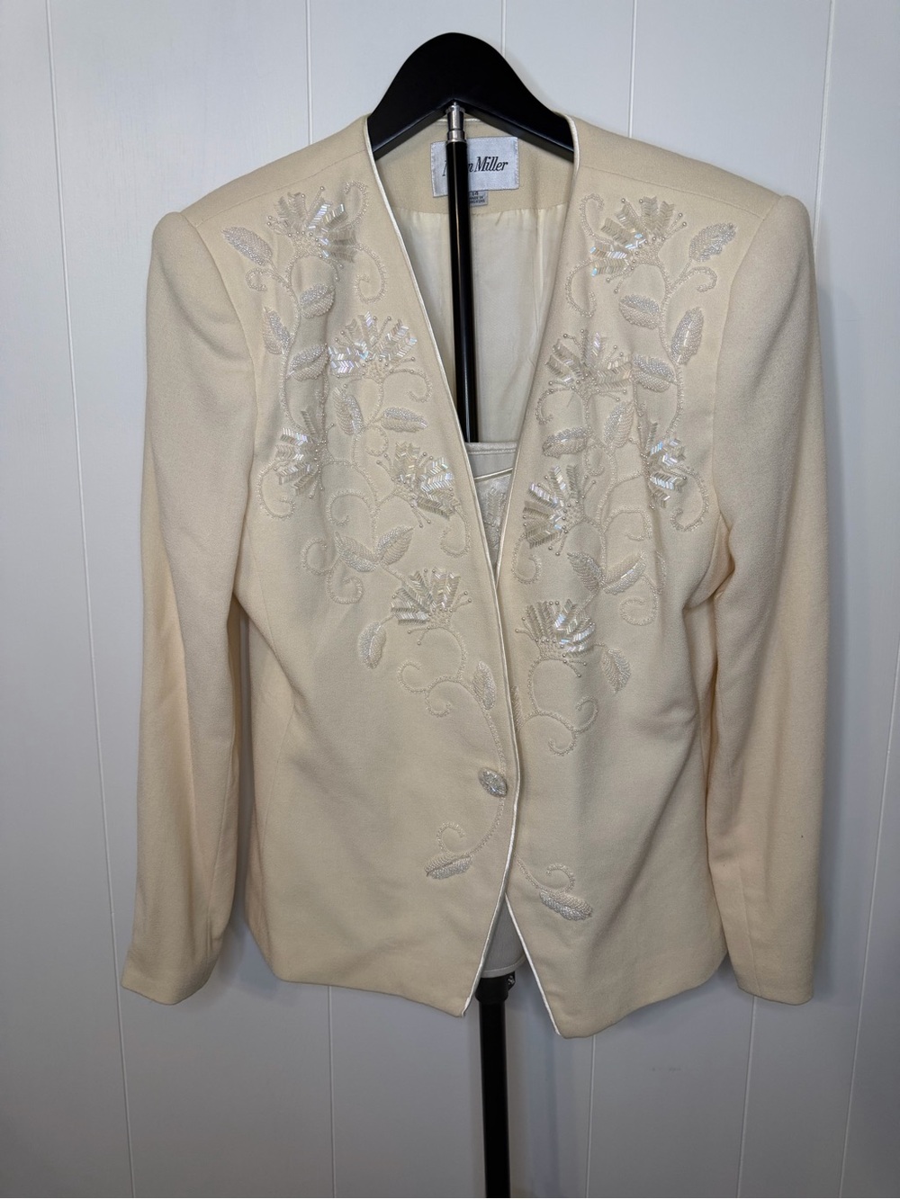 Nolan Miller 3 Piece Skirt Suit with Camisole Gorgeous Iridescent Beads